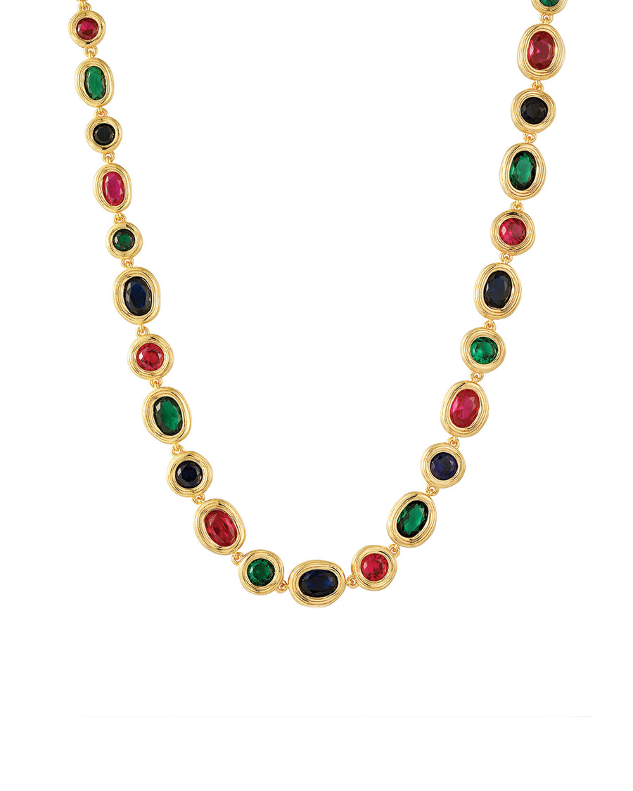 The Royale Stone Tennis Necklace 14k Gold Plated