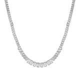 The Emerald Bezel Tennis Necklace Sterling Silver Plated, Cubic Zirconia