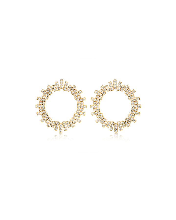 The Pave Ray Earrings 14k Gold Plated, Cubic Zirconia