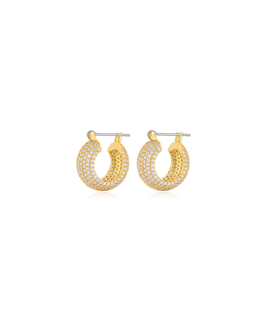 The Pave Royale Hoops 14k Gold Plated, Cubic Zirconia