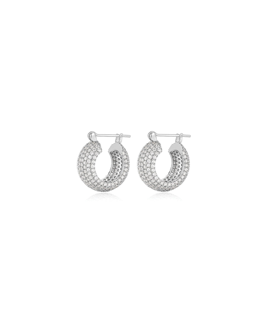 The Pave Royale Hoops Sterling Silver Plated, Cubic Zirconia