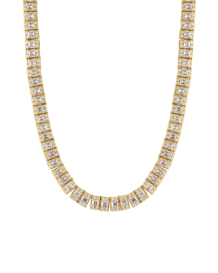 The Triple Crystal Tennis Necklace 14k Gold Plated, Cubic Zirconia