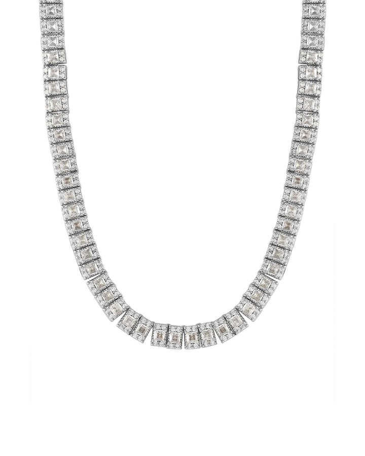 The Triple Crystal Tennis Necklace Sterling Silver Plated, Cubic Zirconia