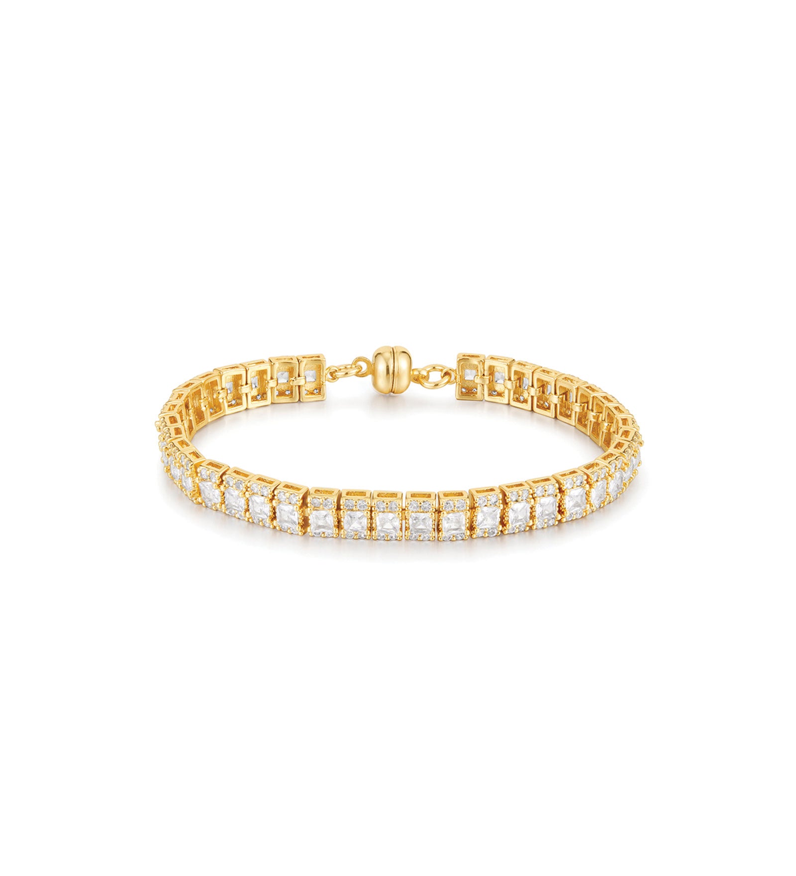 The Triple Crystal Tennis Bracelet 14k Gold Plated, Cubic Zirconia