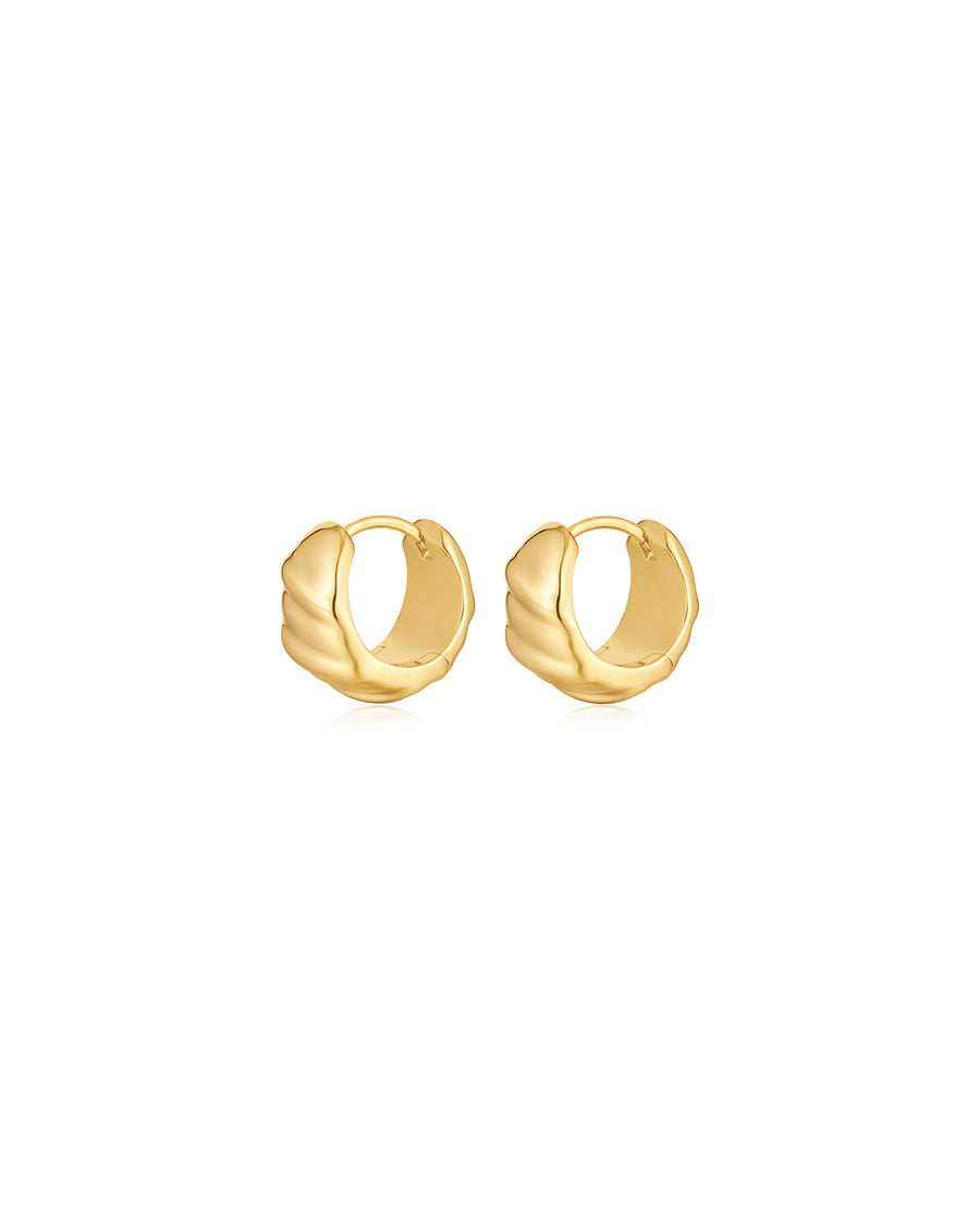 The Hammered Ridged Huggies 14k Gold Plated