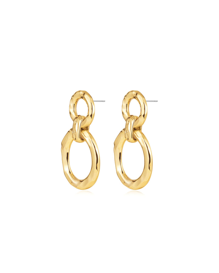 The Hammered Loop Hoops 14k Gold Plated