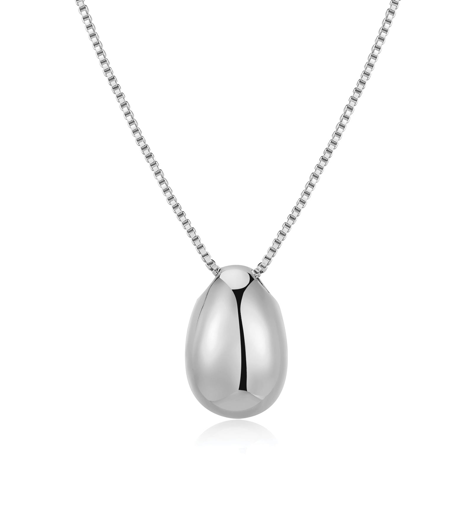 Metal Bean Necklace Rhodium Plated