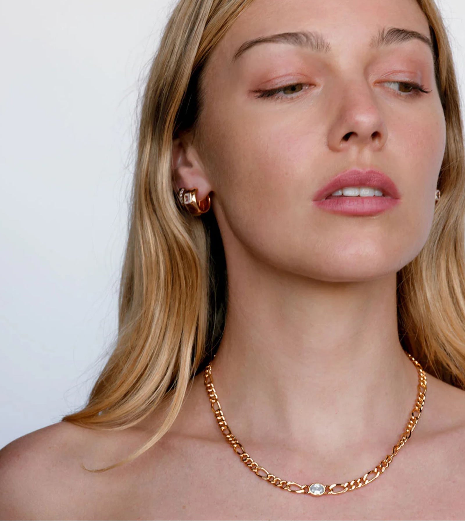 Luv AJ-Oval Bezel Chain Necklace-Necklaces-Blue Ruby Jewellery-Vancouver Canada