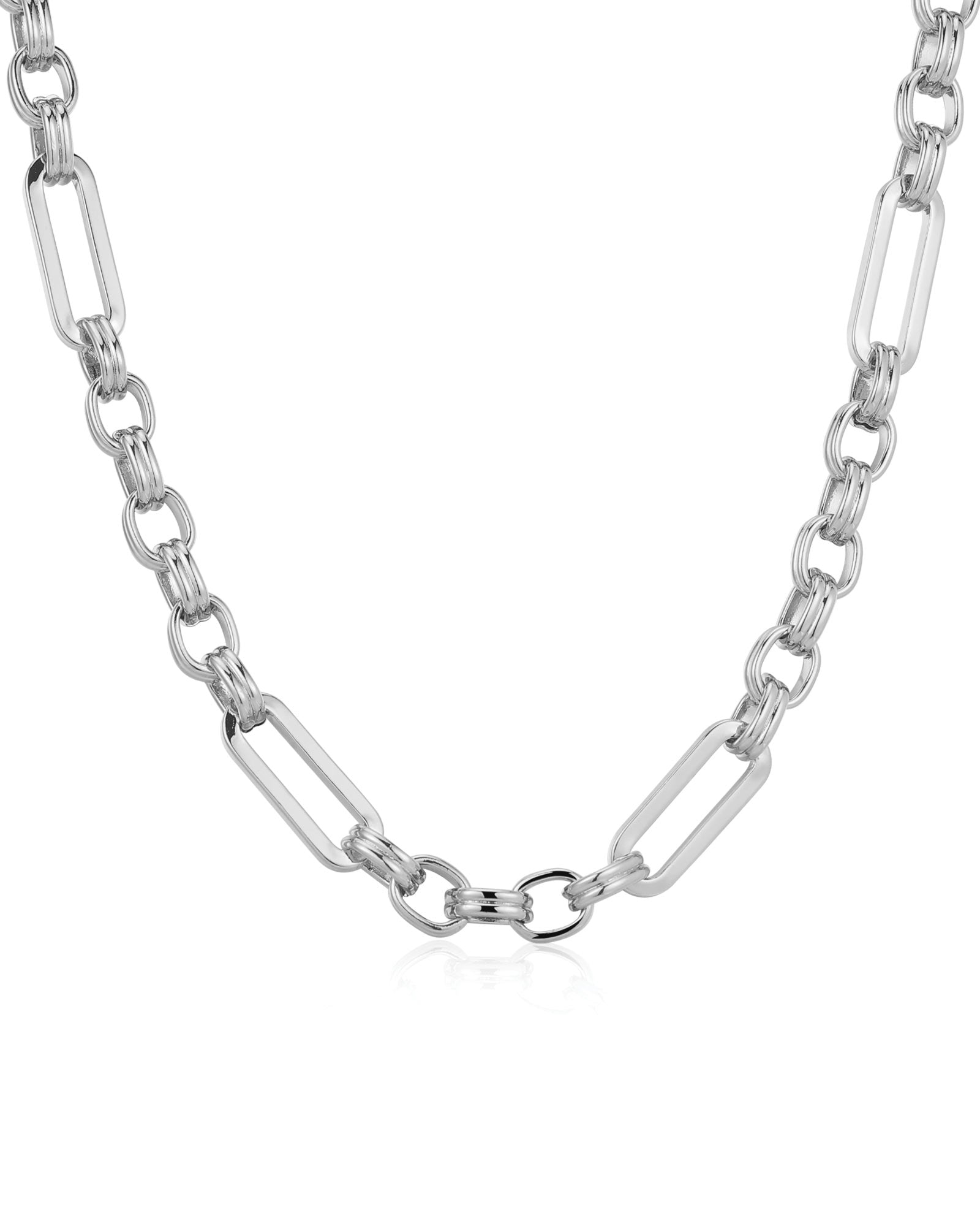 Charlotte Link Chain Necklace Rhodium Plated