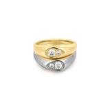 Two Tone Pear Stacker Set 14k Gold Plated, Rhodium Plated, Cubic Zirconia / 5