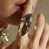 Liquid Metal Statement Ring 14k Gold Plated / 6