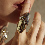 Liquid Metal Statement Ring Rhodium Plated / 6