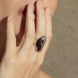 Liquid Metal Statement Ring Rhodium Plated / 6