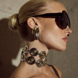 Chrome Orb Studs 14k Gold Plated