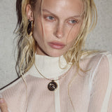 Chrome Orb Pendant Necklace 14k Gold Plated, Rhodium Plated