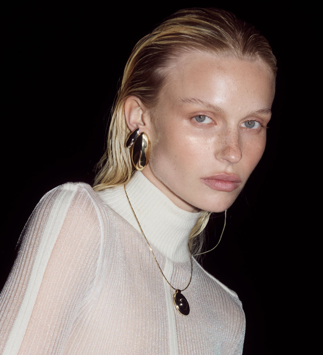 Chrome Orb Pendant Necklace 14k Gold Plated, Rhodium Plated