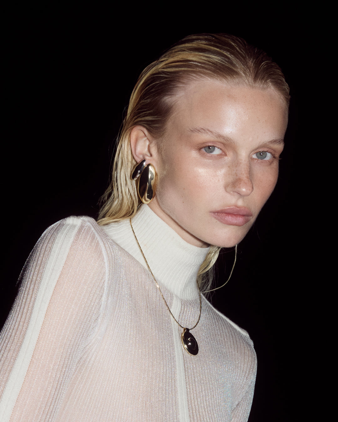 Chrome Orb Pendant Necklace 14k Gold Plated, Rhodium Plated