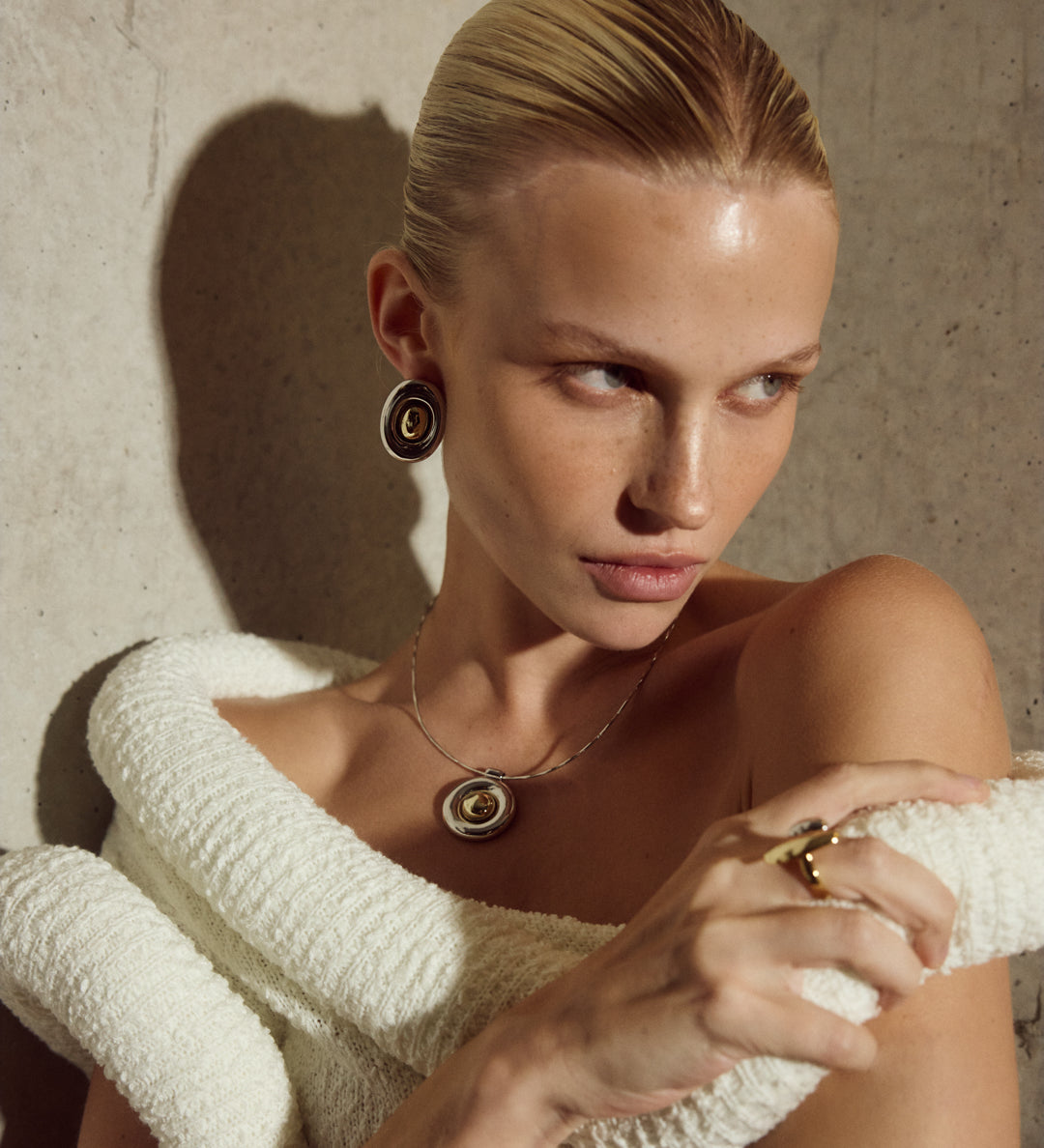 Chrome Orb Pendant Necklace Rhodium Plated, 14k Gold Plated