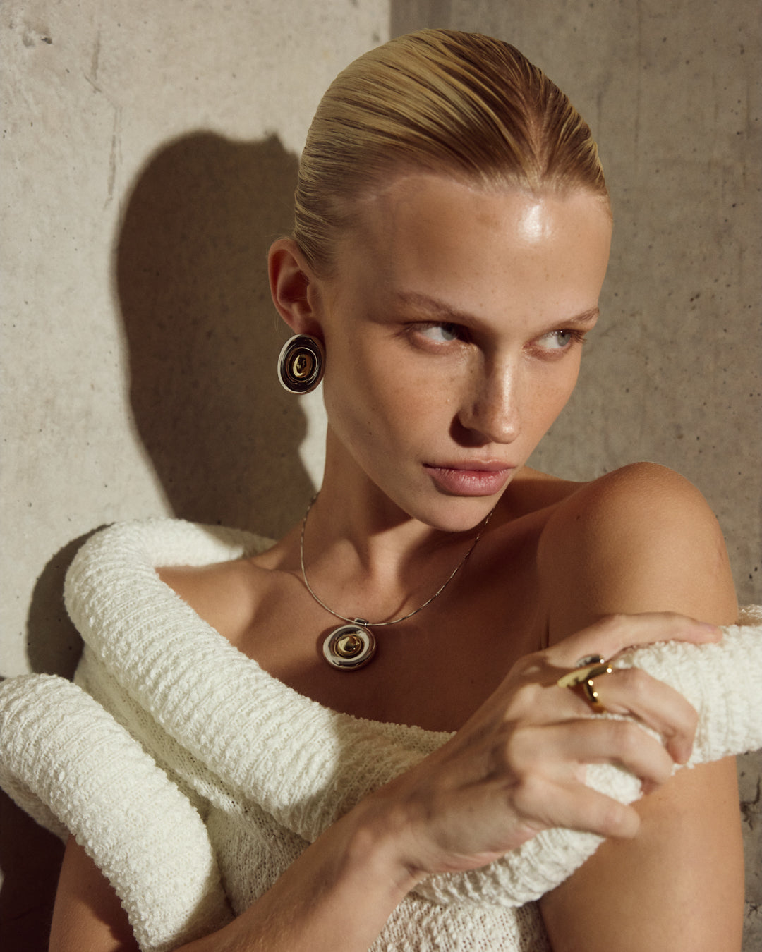 Chrome Orb Pendant Necklace Rhodium Plated, 14k Gold Plated