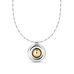 Chrome Orb Pendant Necklace Rhodium Plated, 14k Gold Plated
