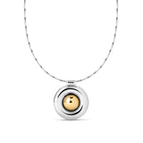 Chrome Orb Pendant Necklace Rhodium Plated, 14k Gold Plated
