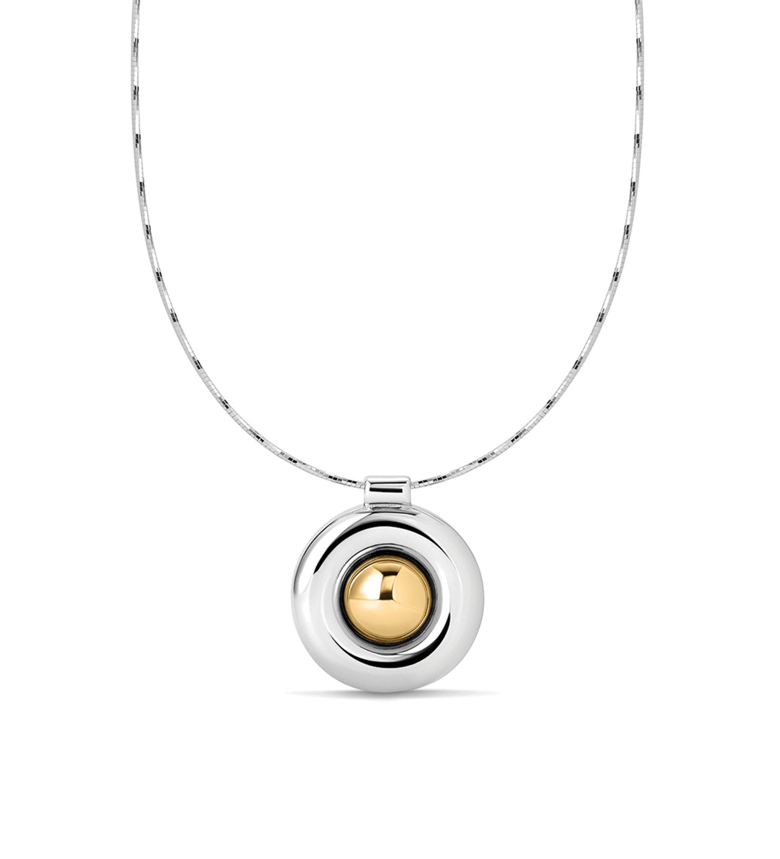 Chrome Orb Pendant Necklace Rhodium Plated, 14k Gold Plated