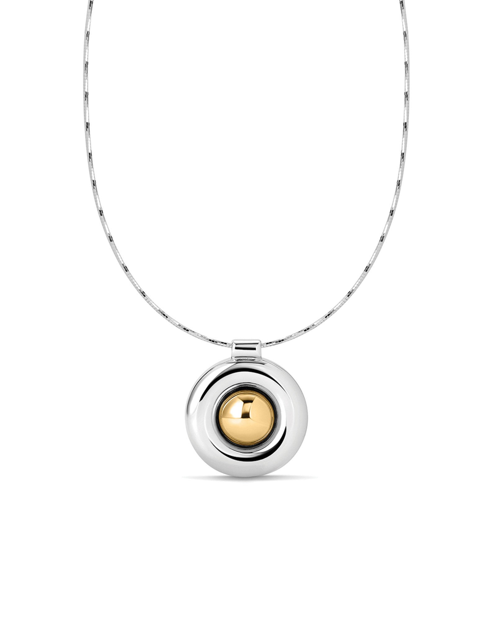 Chrome Orb Pendant Necklace Rhodium Plated, 14k Gold Plated