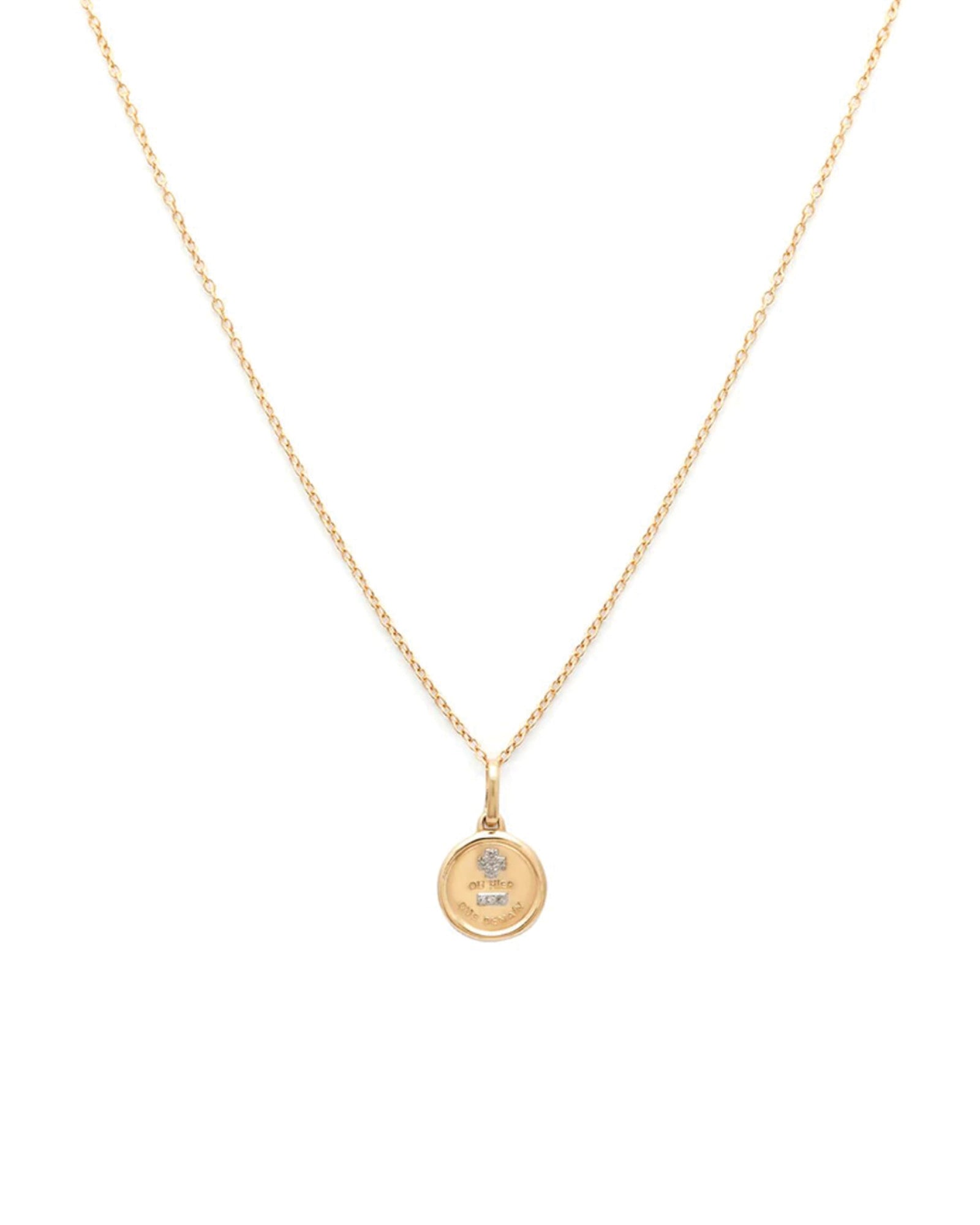Leah Alexandra Fine-Love Token Necklace Round-Necklaces-14k Yellow Gold, Diamond-Blue Ruby Jewellery-Vancouver Canada