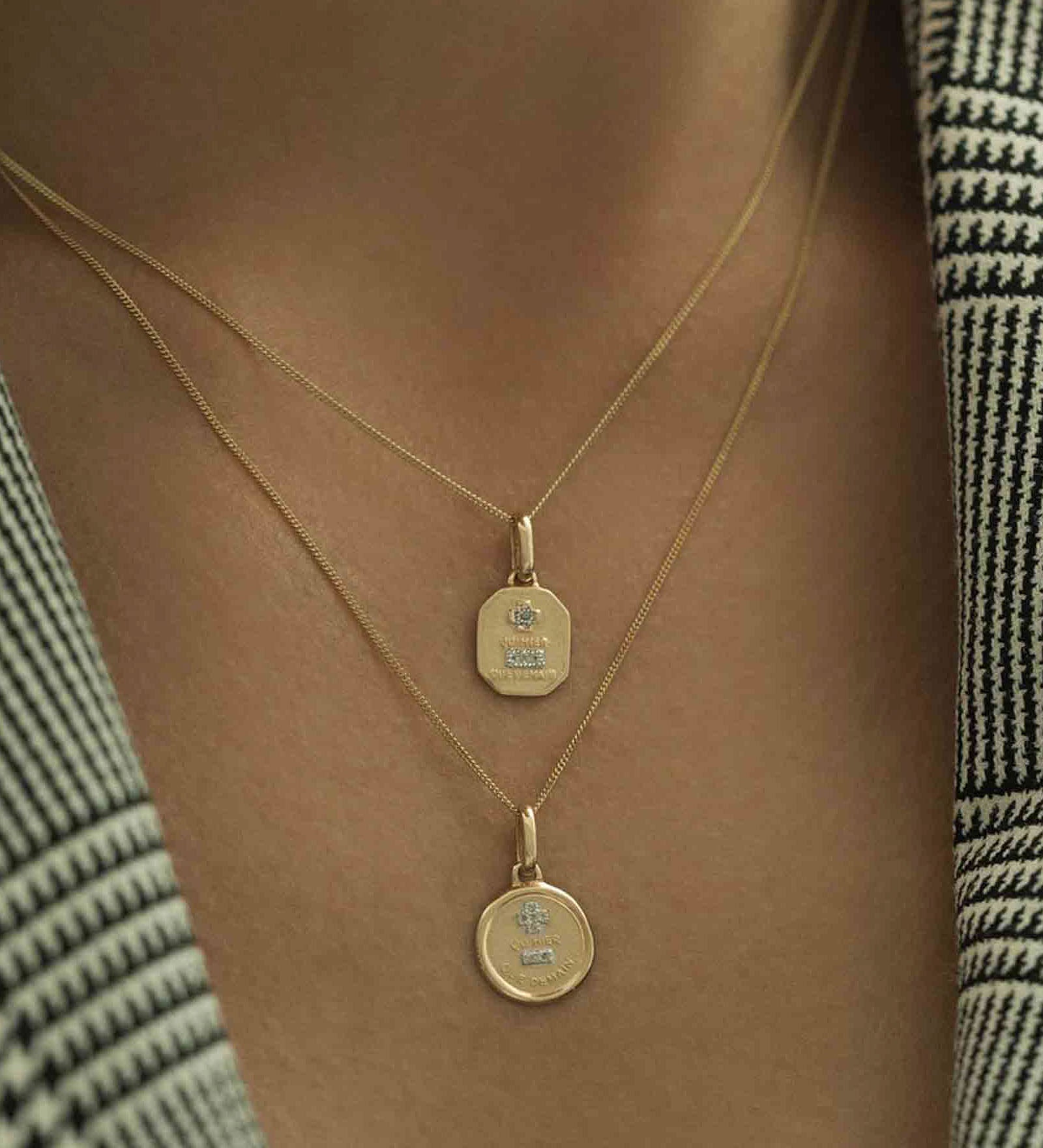 Leah Alexandra Fine-Love Token Necklace Square-Necklaces-Blue Ruby Jewellery-Vancouver Canada