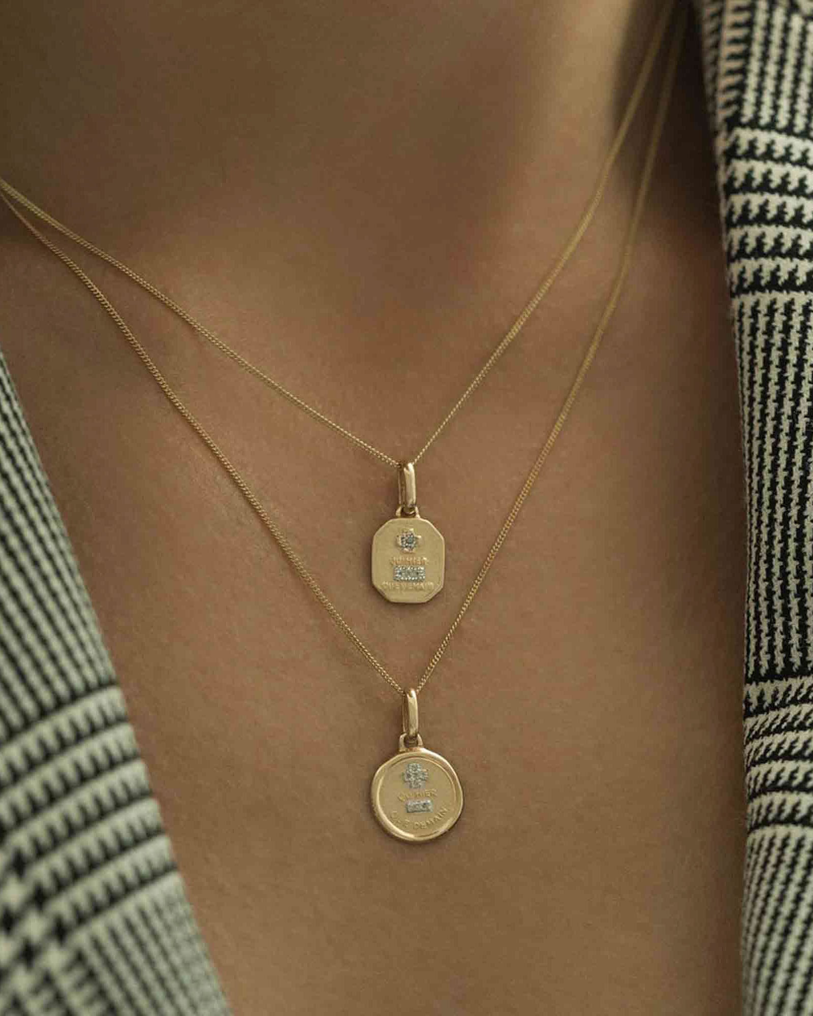 Leah Alexandra Fine-Love Token Necklace Square-Necklaces-Blue Ruby Jewellery-Vancouver Canada