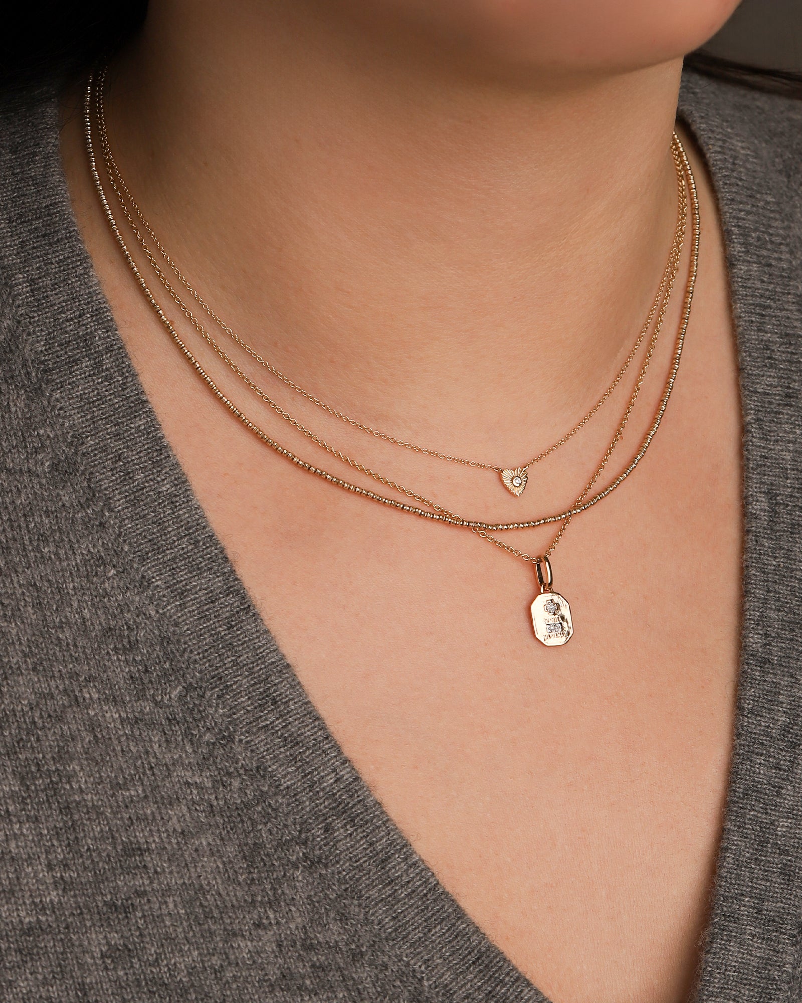 Leah Alexandra Fine-Love Token Necklace Square-Necklaces-Blue Ruby Jewellery-Vancouver Canada