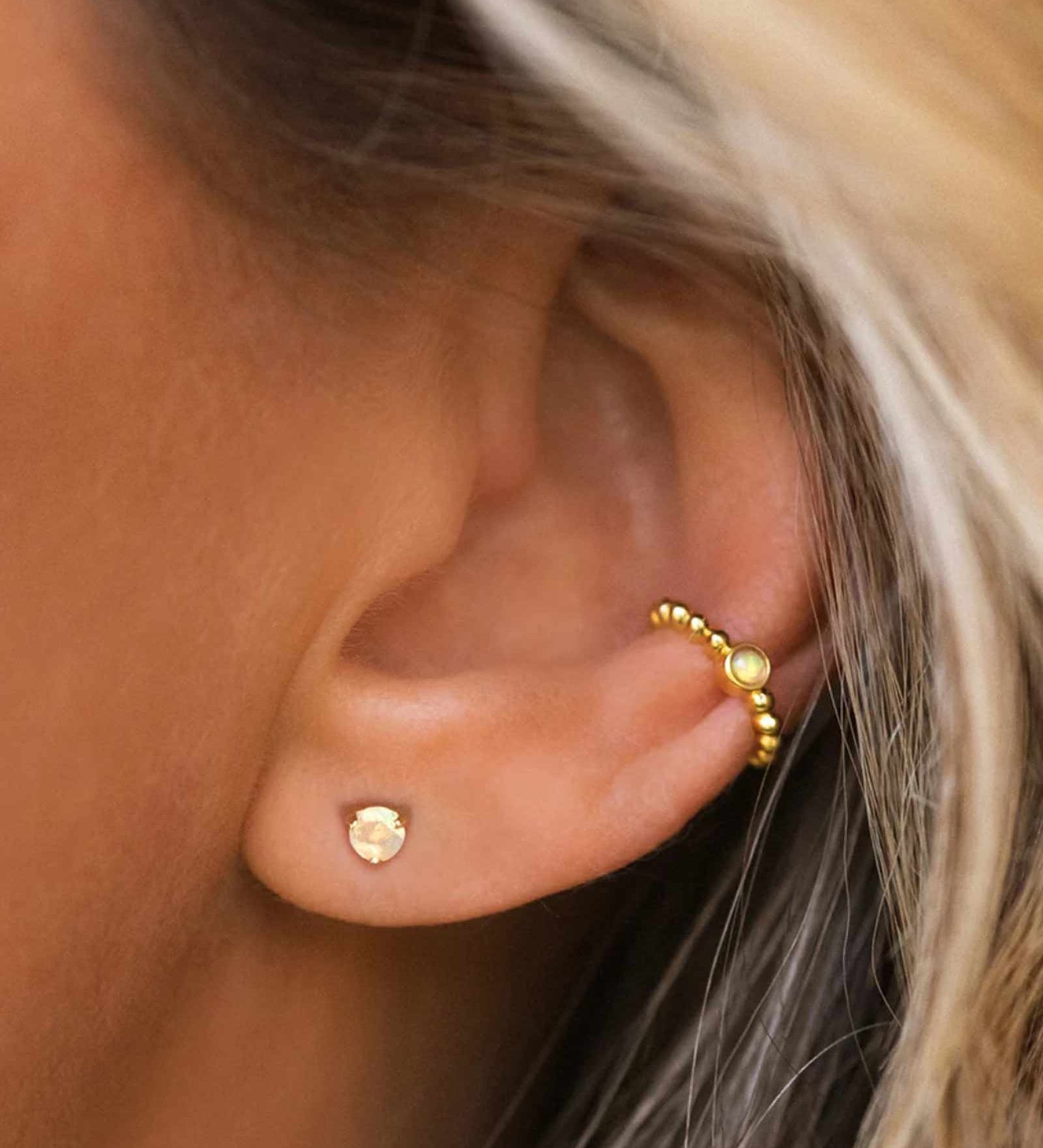 Leah Alexandra-Element Studs-Earrings-14k Gold Vermeil, Opal-Blue Ruby Jewellery-Vancouver Canada