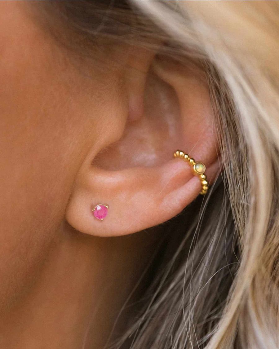 Leah Alexandra-Element Studs-Earrings-14k Gold Vermeil, Ruby-Blue Ruby Jewellery-Vancouver Canada