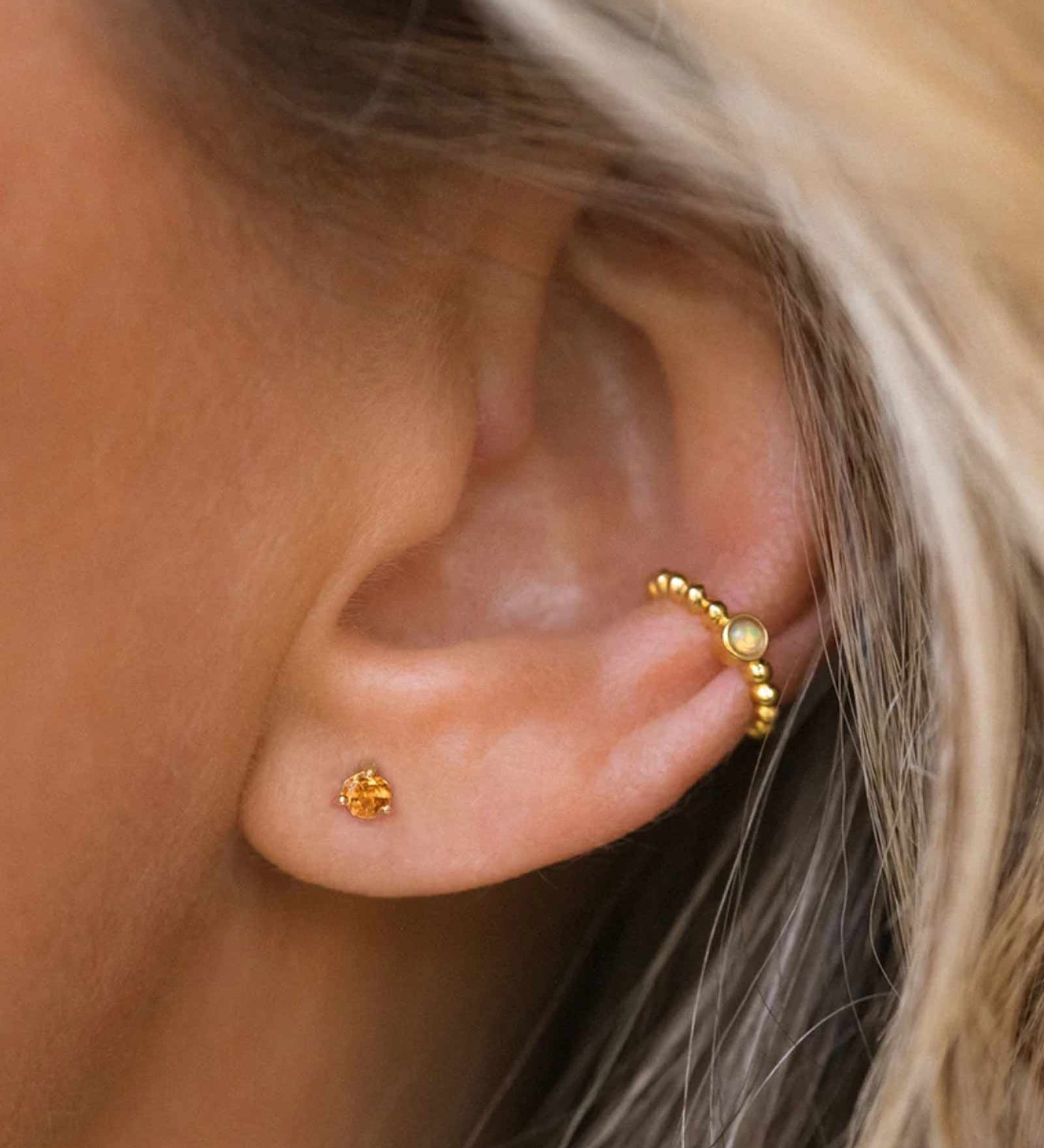 Leah Alexandra-Element Studs-Earrings-14k Gold Vermeil, Citrine-Blue Ruby Jewellery-Vancouver Canada