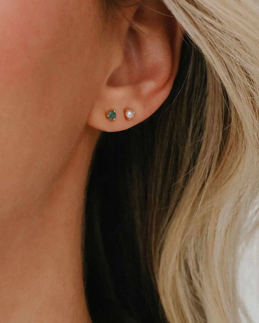 Leah Alexandra-Element Studs-Earrings-14k Gold Vermeil, Pearl-Blue Ruby Jewellery-Vancouver Canada