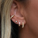 Pavé Huggies | 8mm 14k Gold Vermeil, Pink Sapphire