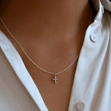 CZ Cross Necklace Sterling Silver, Cubic Zirconia