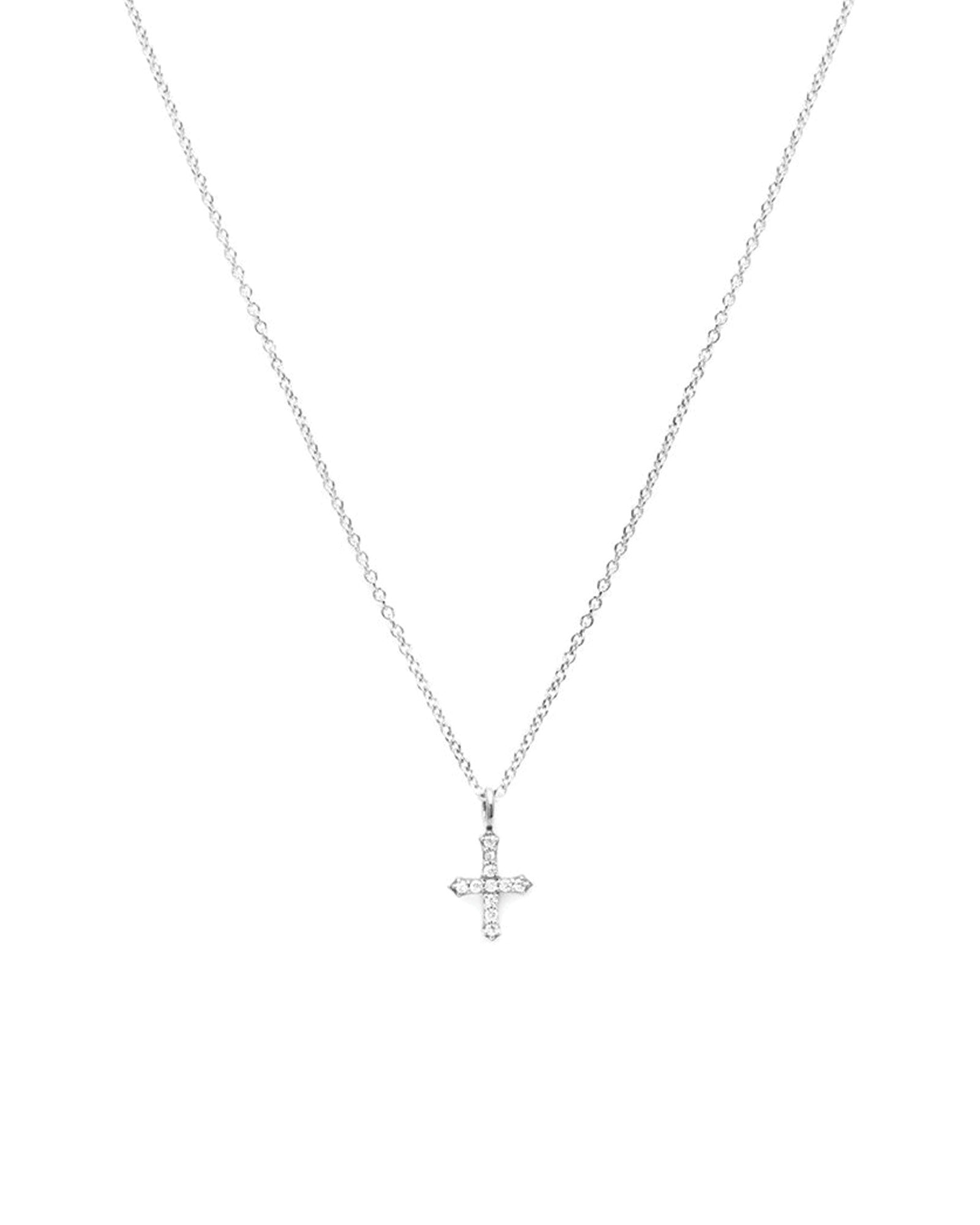 CZ Cross Necklace Sterling Silver, Cubic Zirconia