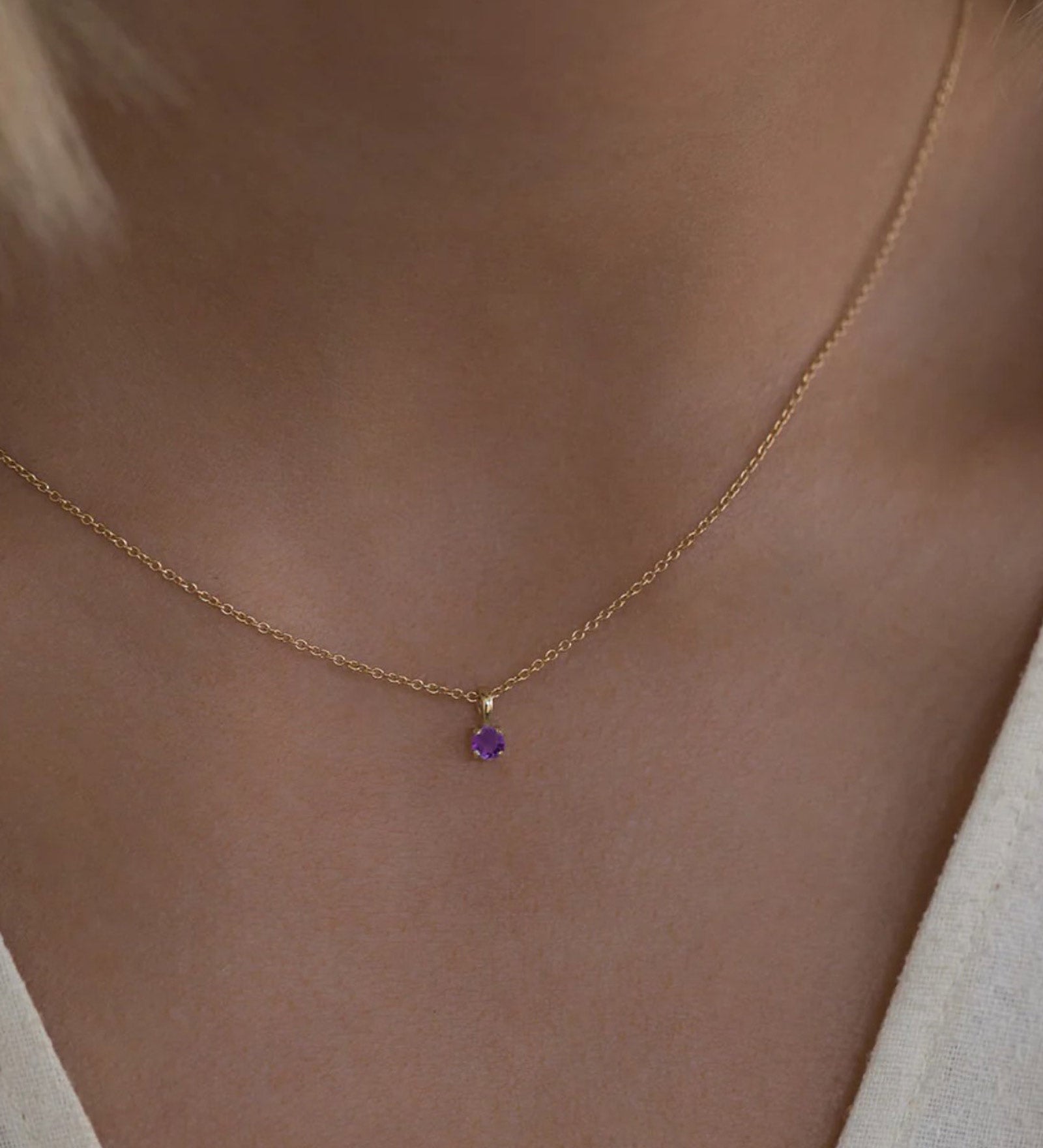 Leah Alexandra-Birthstone Necklace-Necklaces-14k Gold Vermeil, 14k Gold Filled, Amethyst - February-Blue Ruby Jewellery-Vancouver Canada