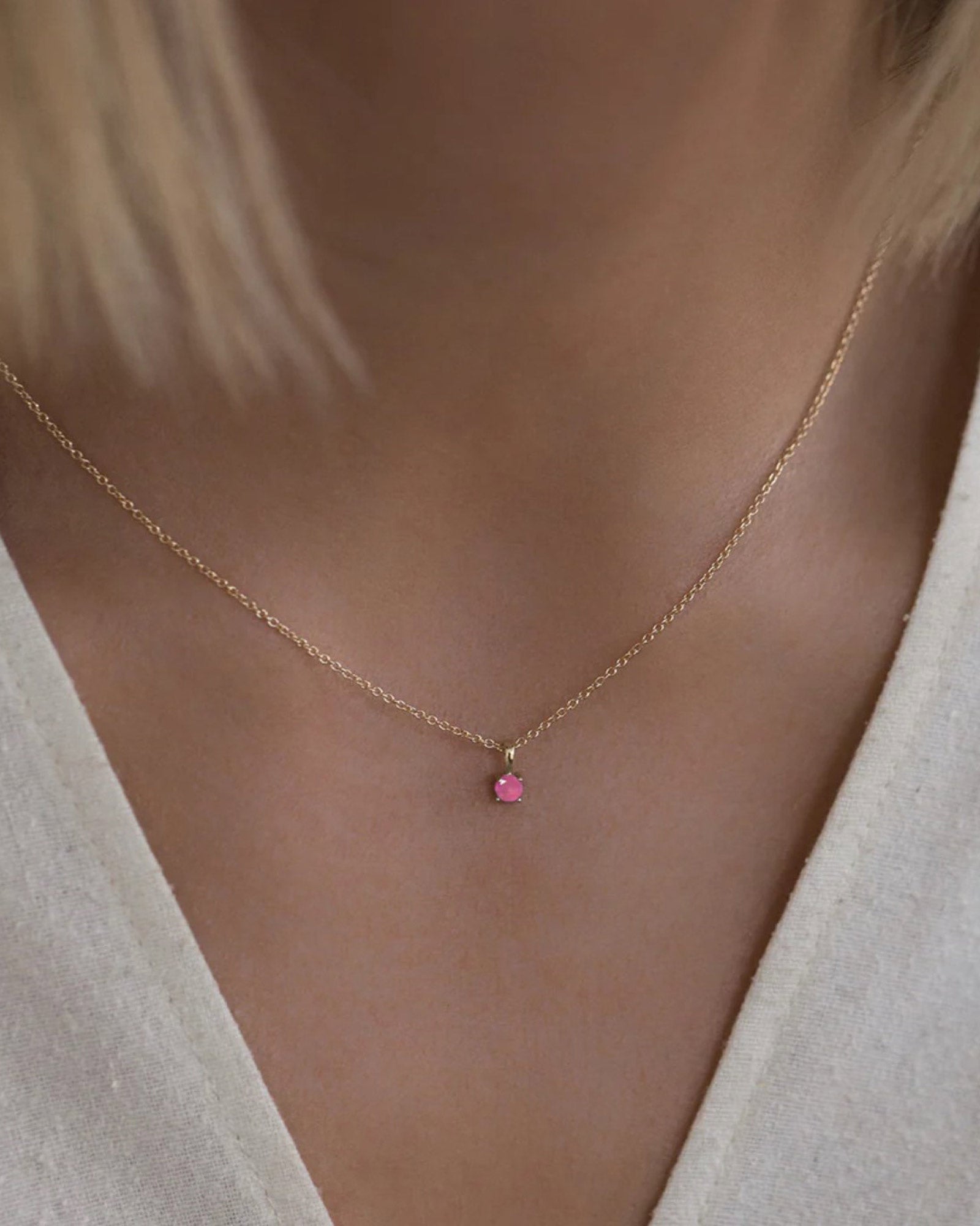 Leah Alexandra-Birthstone Necklace-Necklaces-14k Gold Vermeil, 14k Gold Filled, Ruby - July-Blue Ruby Jewellery-Vancouver Canada