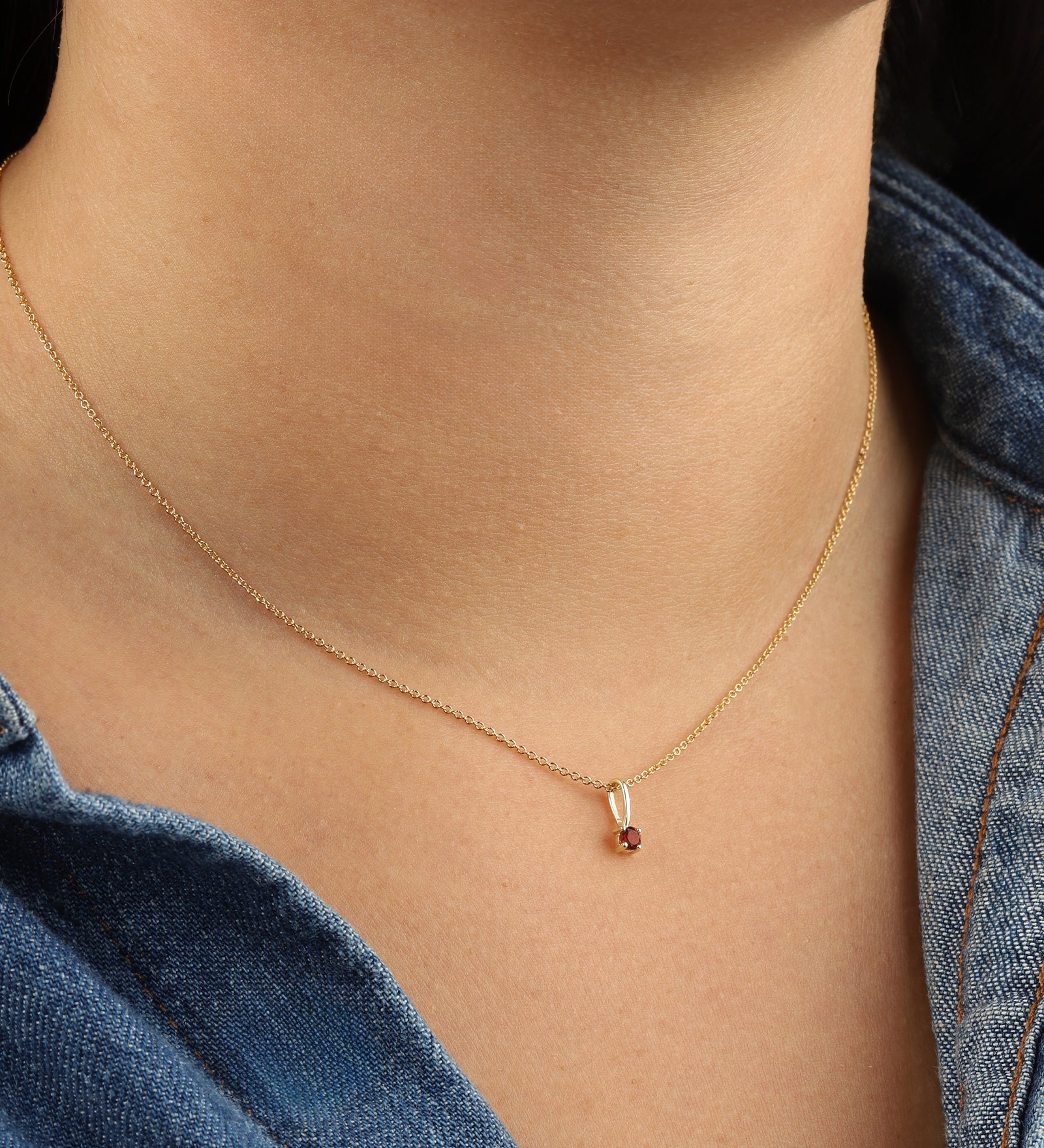 Leah Alexandra-Birthstone Pendant Necklace-Necklaces-14k Gold Vermeil, 14k Gold Filled, Garnet - January-Blue Ruby Jewellery-Vancouver Canada