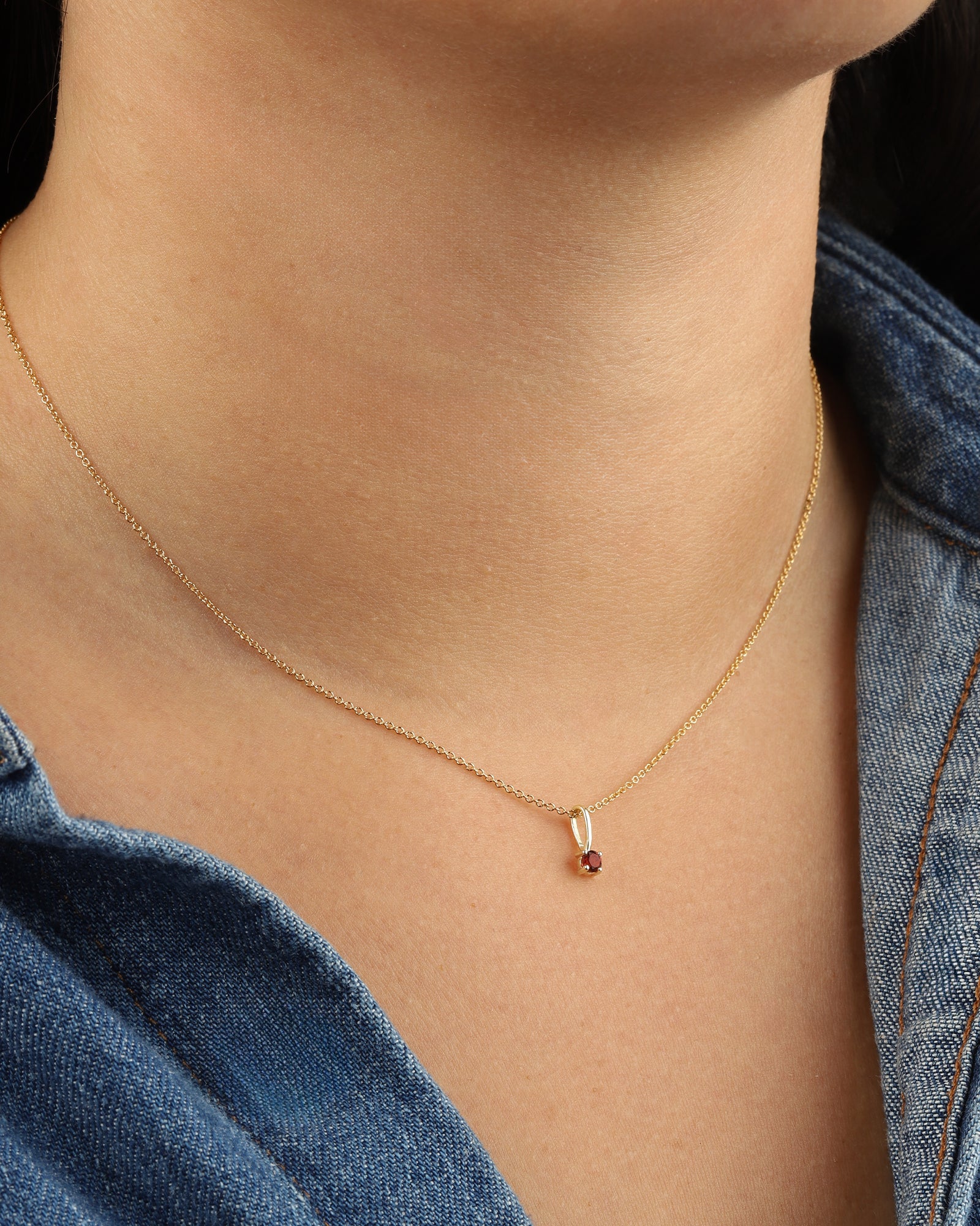 Leah Alexandra-Birthstone Pendant Necklace-Necklaces-14k Gold Vermeil, 14k Gold Filled, Garnet - January-Blue Ruby Jewellery-Vancouver Canada