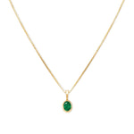 Leah Alexandra Fine-Petite Oval Necklace-Necklaces-14k Yellow Gold, 10k Yellow Gold, Emerald-Blue Ruby Jewellery-Vancouver Canada