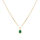 Leah Alexandra Fine-Petite Oval Necklace-Necklaces-14k Yellow Gold, 10k Yellow Gold, Emerald-Blue Ruby Jewellery-Vancouver Canada