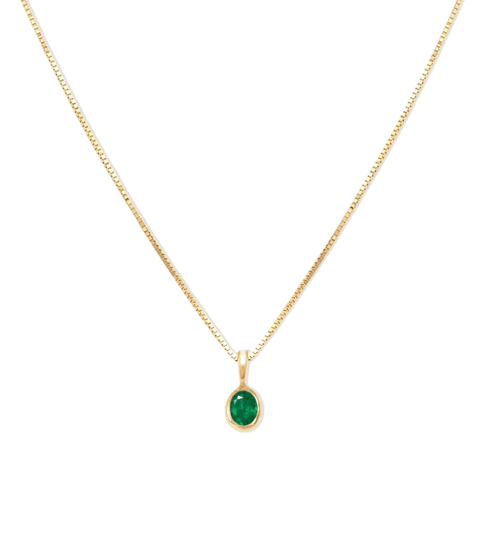 Leah Alexandra Fine-Petite Oval Necklace-Necklaces-14k Yellow Gold, 10k Yellow Gold, Emerald-Blue Ruby Jewellery-Vancouver Canada