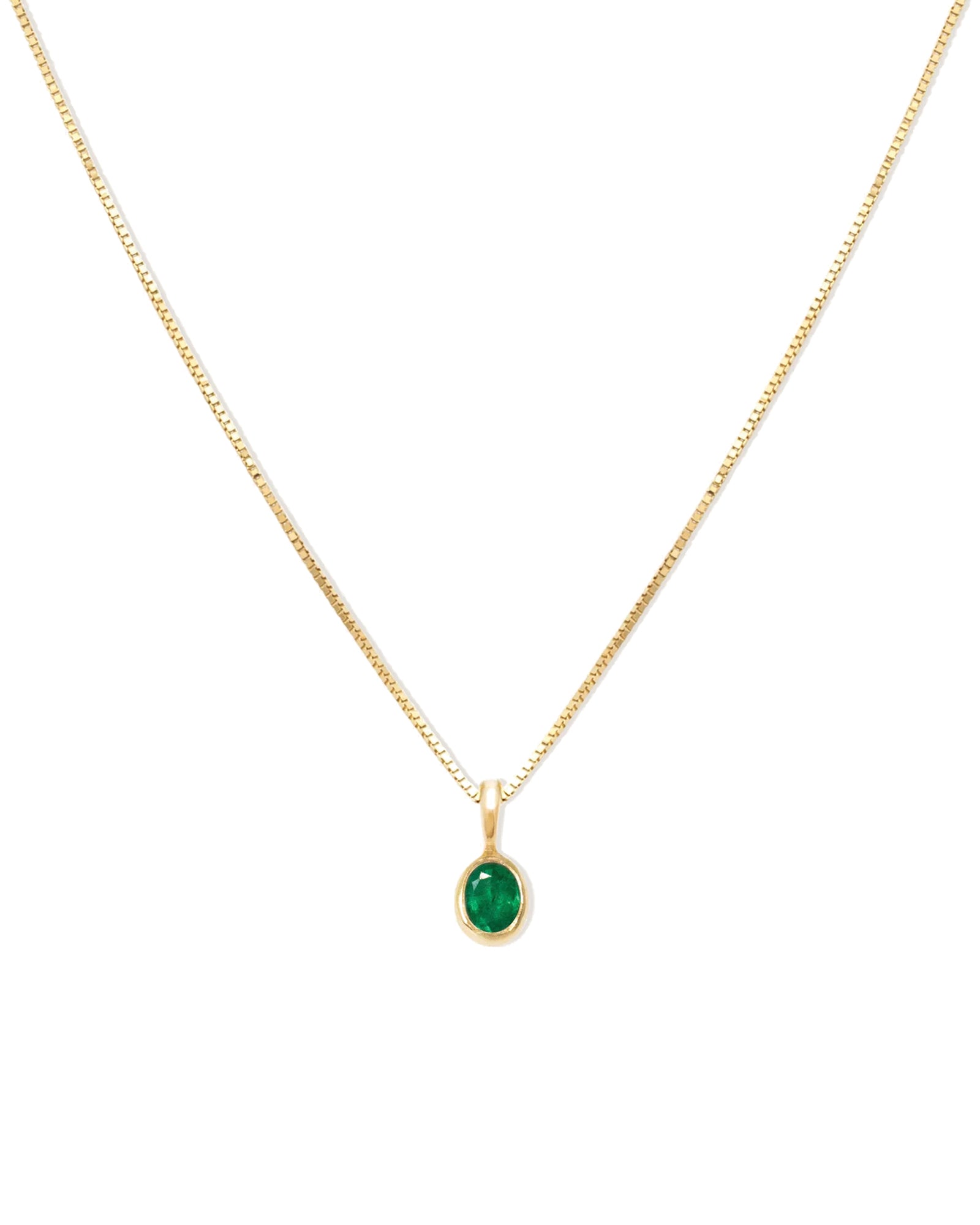 Leah Alexandra Fine-Petite Oval Necklace-Necklaces-14k Yellow Gold, 10k Yellow Gold, Emerald-Blue Ruby Jewellery-Vancouver Canada