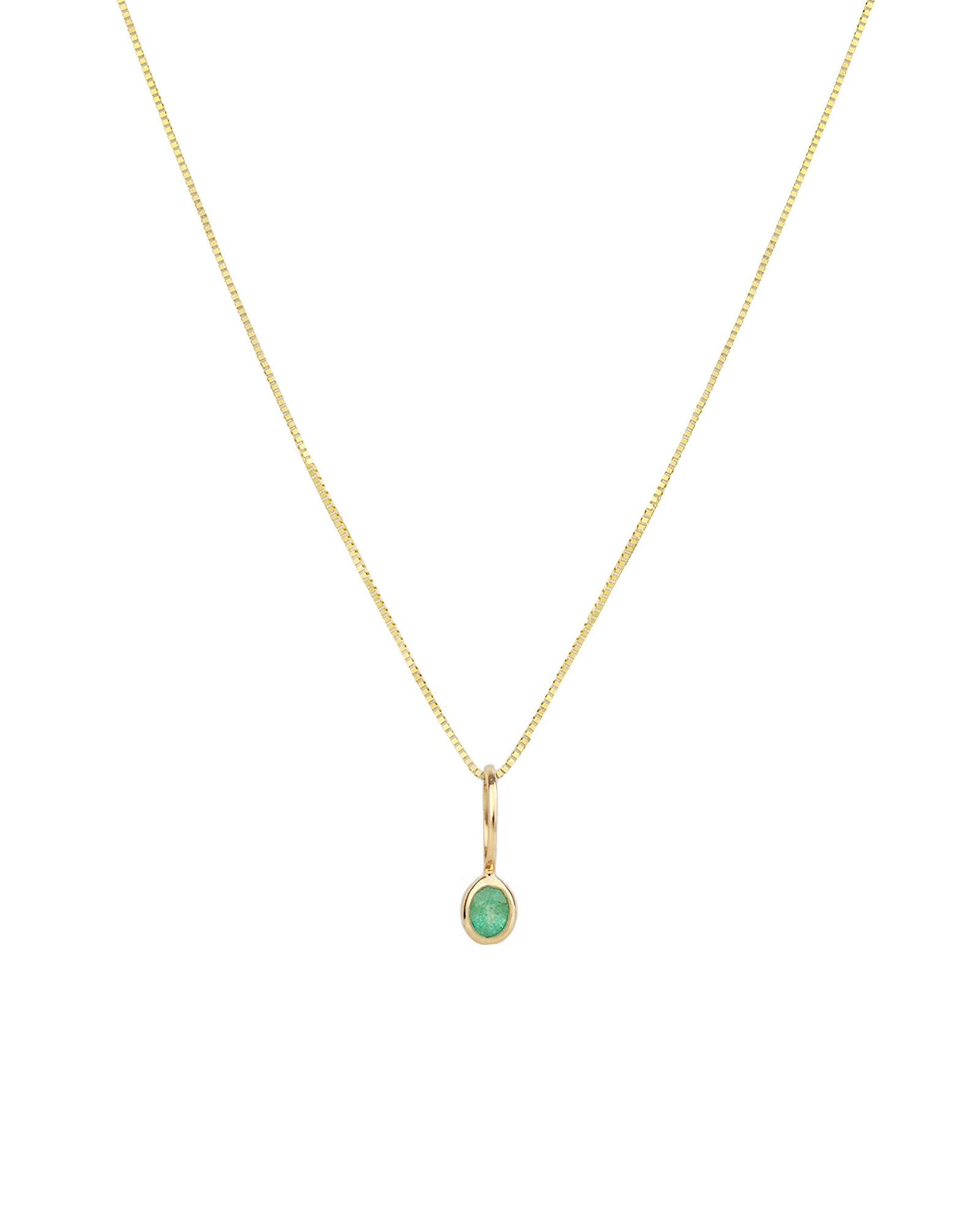 Leah Alexandra Fine-Petite Oval Necklace-Necklaces-10k Yellow Gold, Emerald-Blue Ruby Jewellery-Vancouver Canada