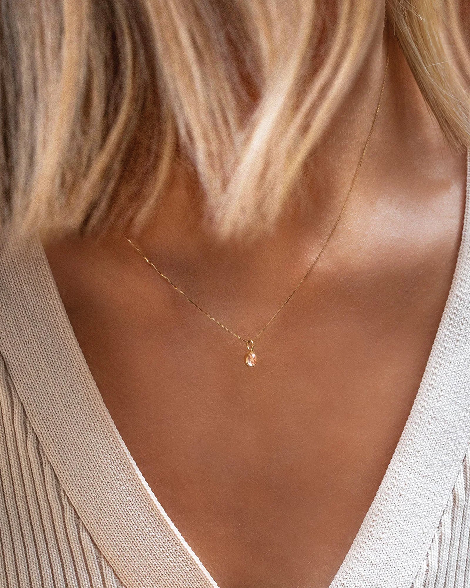 Leah Alexandra Fine-Petite Oval Necklace-Necklaces-Blue Ruby Jewellery-Vancouver Canada