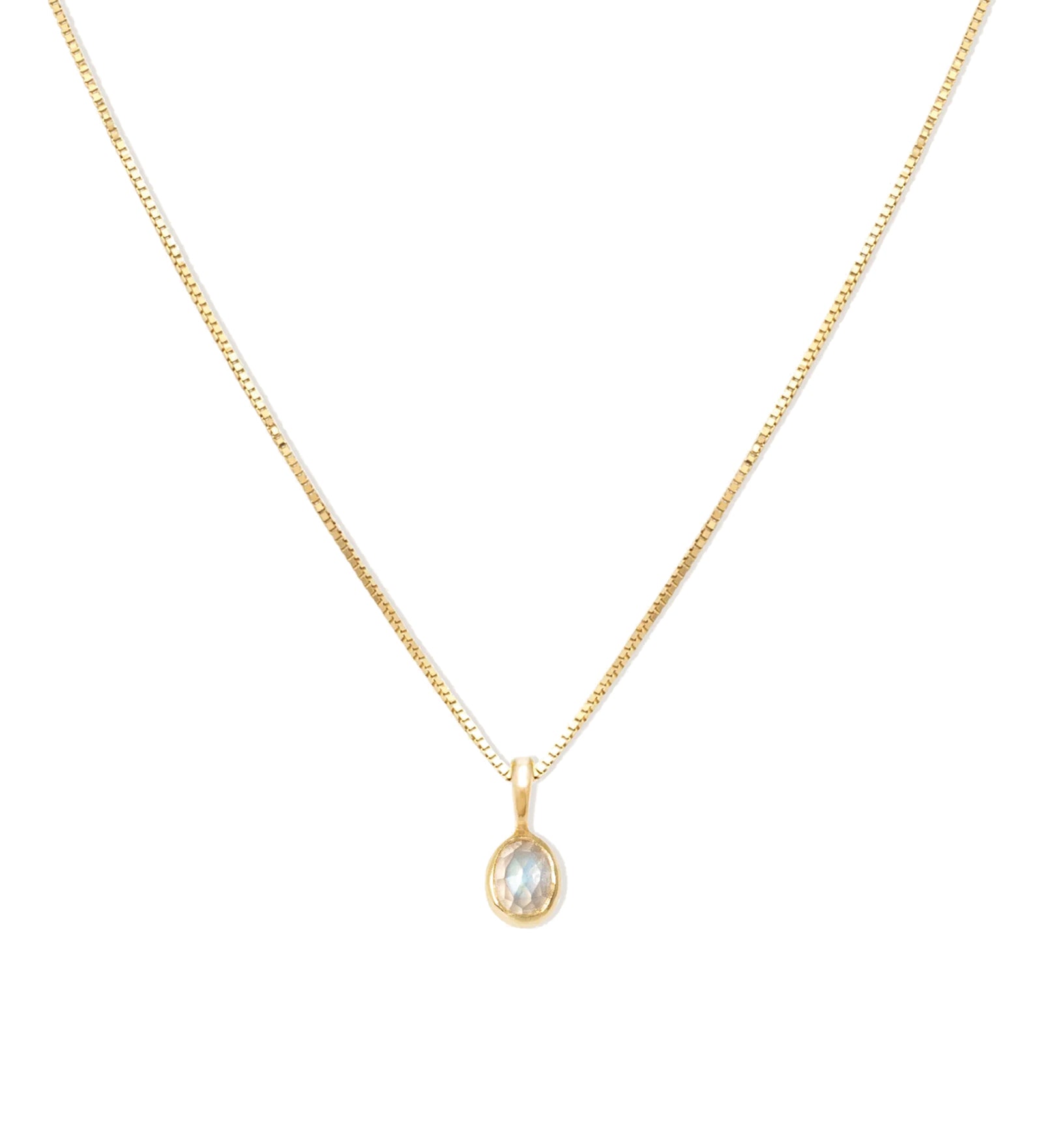 Leah Alexandra Fine-Petite Oval Necklace-Necklaces-14k Yellow Gold, 10k Yellow Gold, Moonstone-Blue Ruby Jewellery-Vancouver Canada