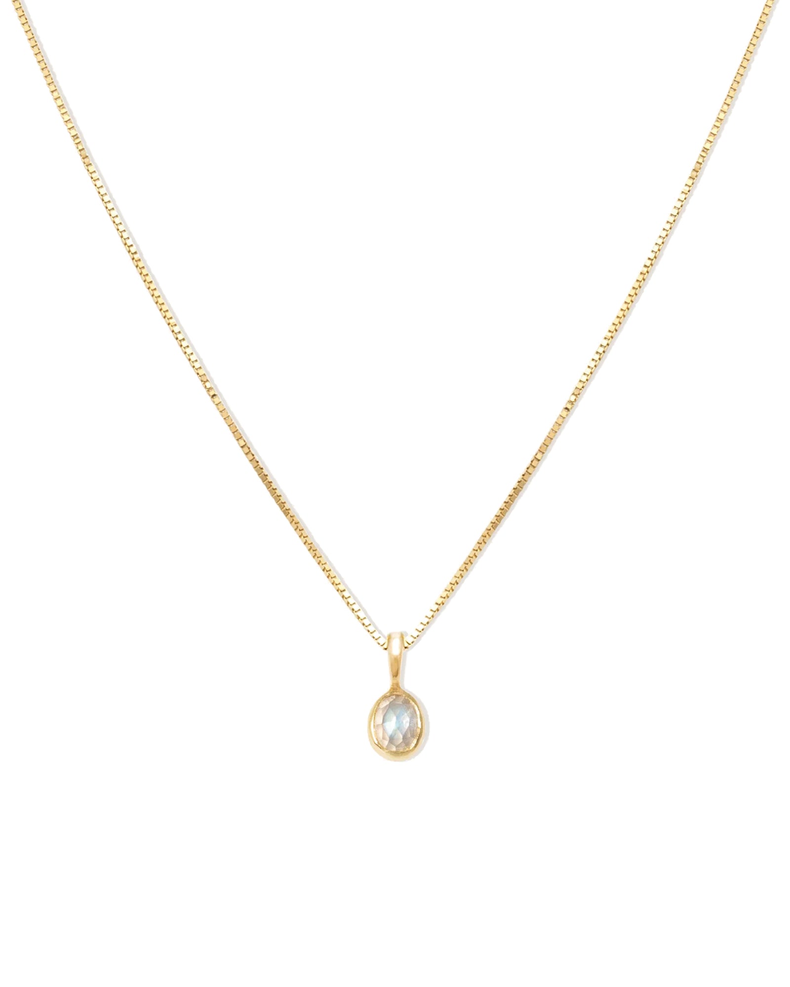 Leah Alexandra Fine-Petite Oval Necklace-Necklaces-14k Yellow Gold, 10k Yellow Gold, Moonstone-Blue Ruby Jewellery-Vancouver Canada